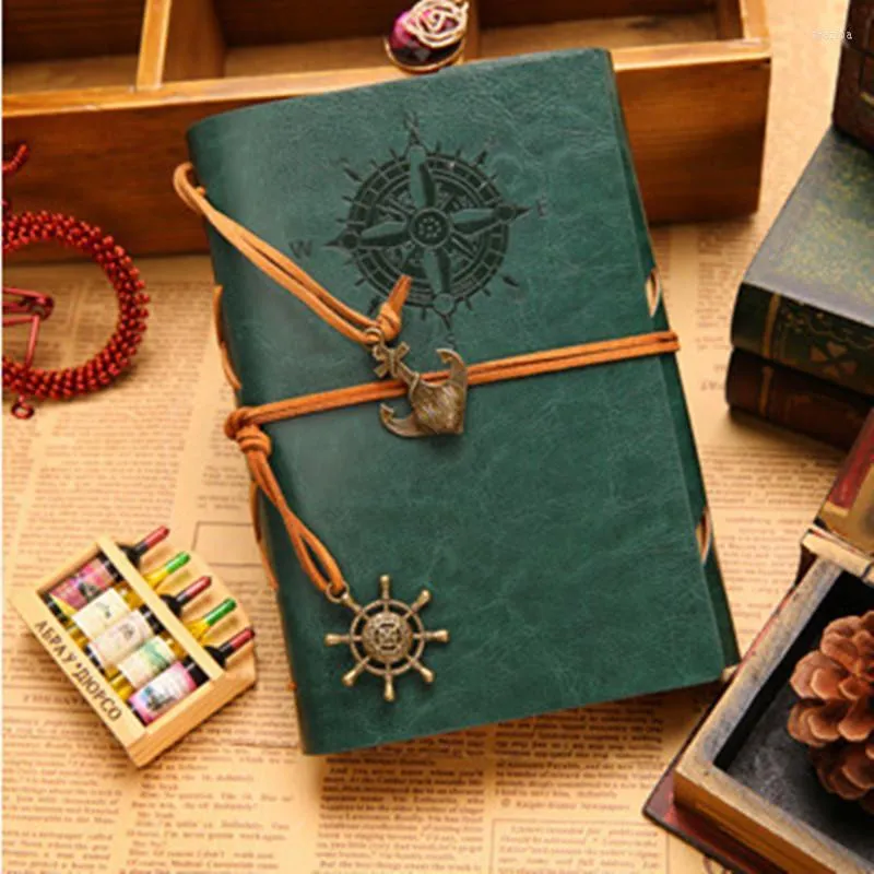 Vintage Notebook Diary Notepad Pirate Anchors PU Leather Note Book Replaceable Stationery Gift Traveler Journal