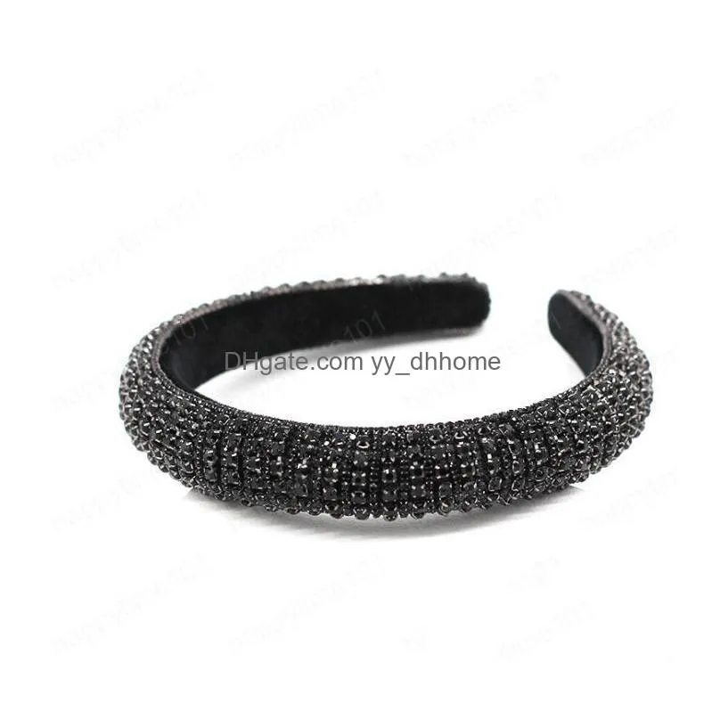 Bandas da cabeça FL Bandas de cabeça Crystal Bandas de cabelo para mulheres noivas brilhantes Diamante acolchoado Fashion Fashion Jewelry Acessórios Drop Dhini