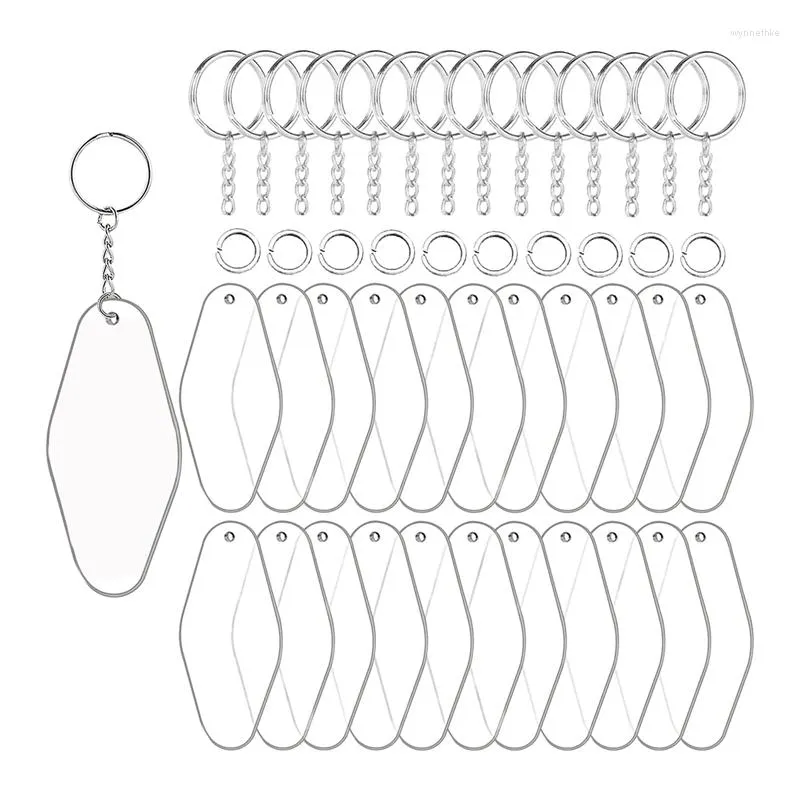 Keychains 30 Sets Acrylic Blank Key Tag Kit Including Motel El Shape Sheets Keychain Rings And Jump