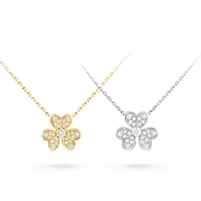 trèfle porte-bonheur collier cleef diamant coeur colliers bijoux de créateur pour les femmes fête cadeau de Noël marque lettre-V Frivole série mini or mens chaîne argent