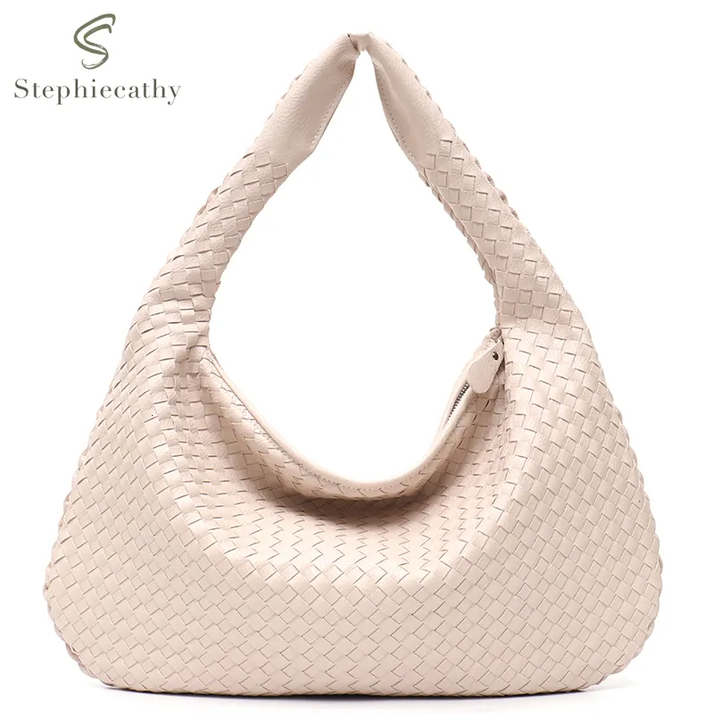 Sacs de soirée SC Marque Vegan Cuir Hobo Sac Tissé À La Main Casual Femme Sac À Main Grande Capacité Patchwork Zipper Femmes Épaule 221125