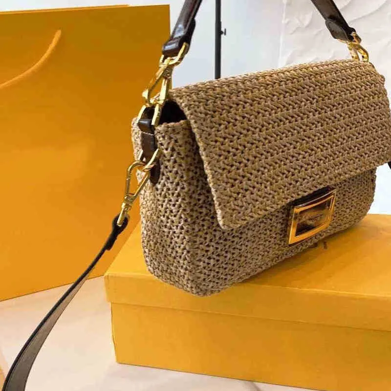 New Shoulder Bags Straw Tote Wallet Suitable for Summer Seaside Vacation High Capacity with Diagonal Strap Brand Designer Clutch 1127