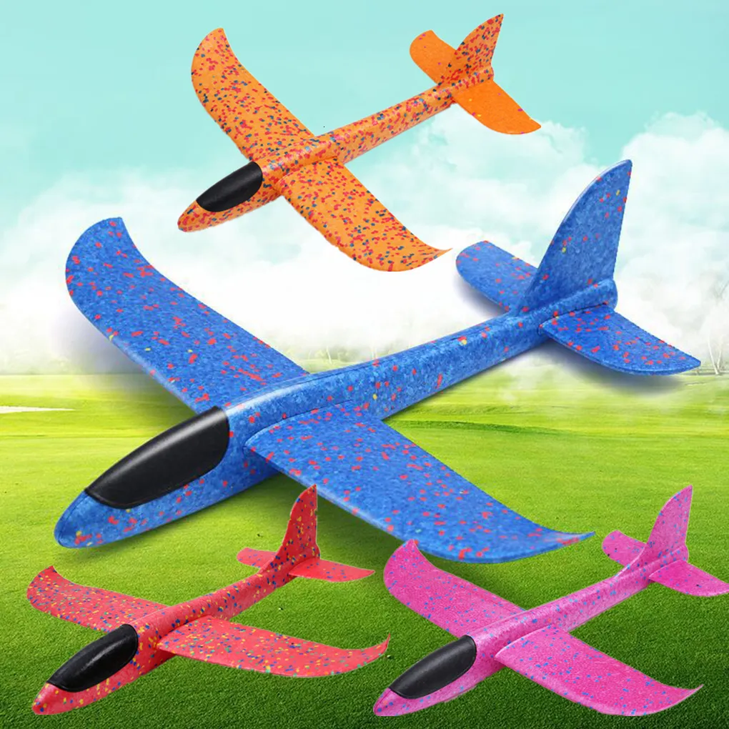 Moulé Sous Pression Modèle 1PC 48CM35CM Enfants Main Lancer Vol Planeur Avions Jouets Enfants Mousse Avion En Plein Air Fun 221125