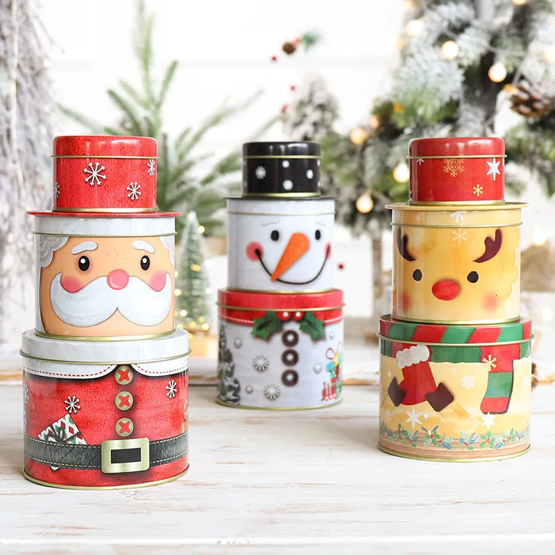 Geschenkwikkeling Kerstmisbladen Candy Box met drie lagen ambachtelijke ijzeren opslag organizer Tin Mailbox Xmas Decor 221128