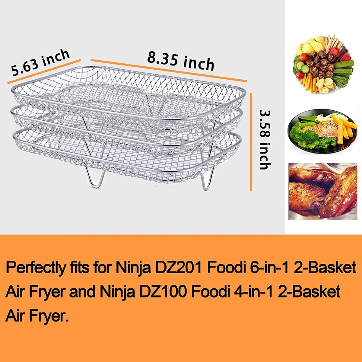 Stackable Air Fryer Racks 8 Inch Air Fryer Racks - 3 Pack Stainless ...