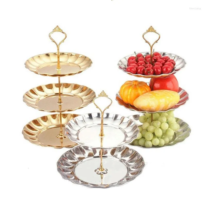 Bakeware Tools 2 3 Tier Circle Round Silver Gold Metal Party Birthday Wedding Cupcake Cake Stand Rack Pan For Cakes Display Decoration