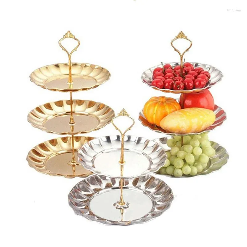 Bakeware Tools 2 3 Tier Circle Round Silver Gold Metal Party Birthday Wedding Cupcake Cake Stand Rack Pan per torte Display Decorazione