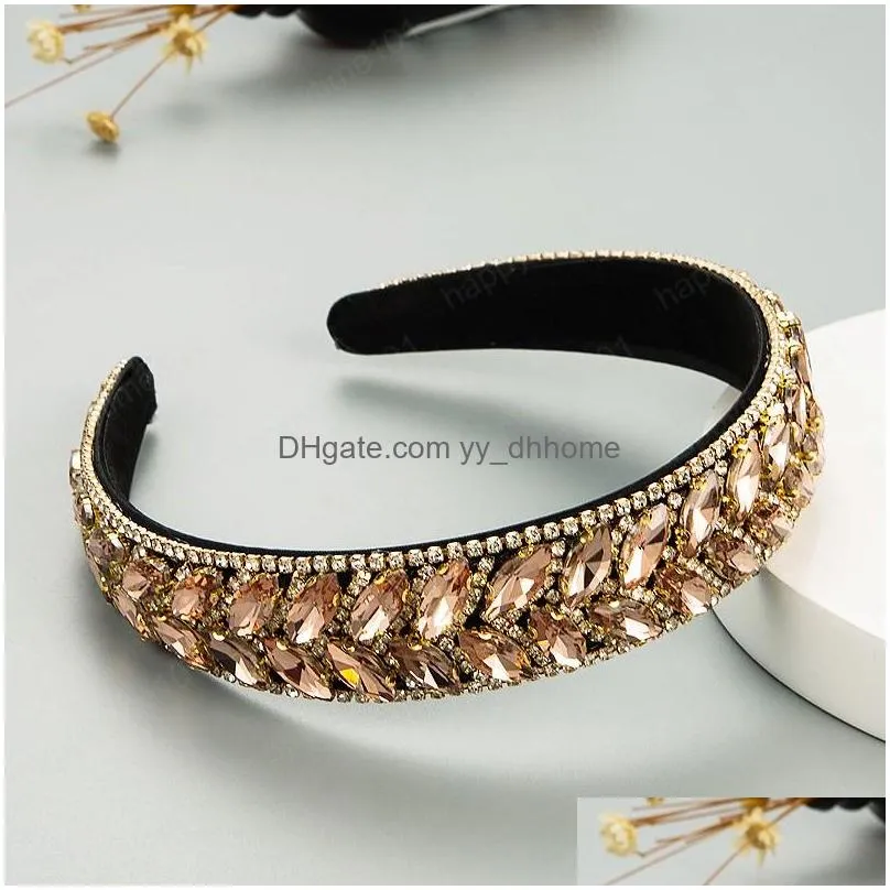 Headbands Colorf Rhinestone Flower Hairband Headband Adt Hair Accessories Drop Delivery Jewelry Hairjewelry Dh9J5