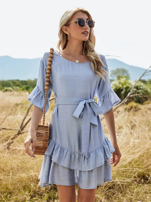 blue knee length formal dresses Donna Dress in Blue | Knee-Length main image 1