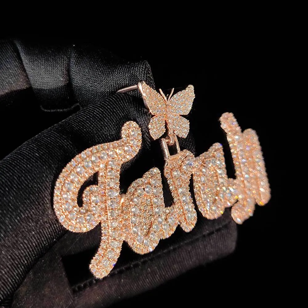 Topbling Diy A-Z aangepaste naam letters hanger kettingen vlinder buckle bling t crystal sieraden 18k echt goudverplated