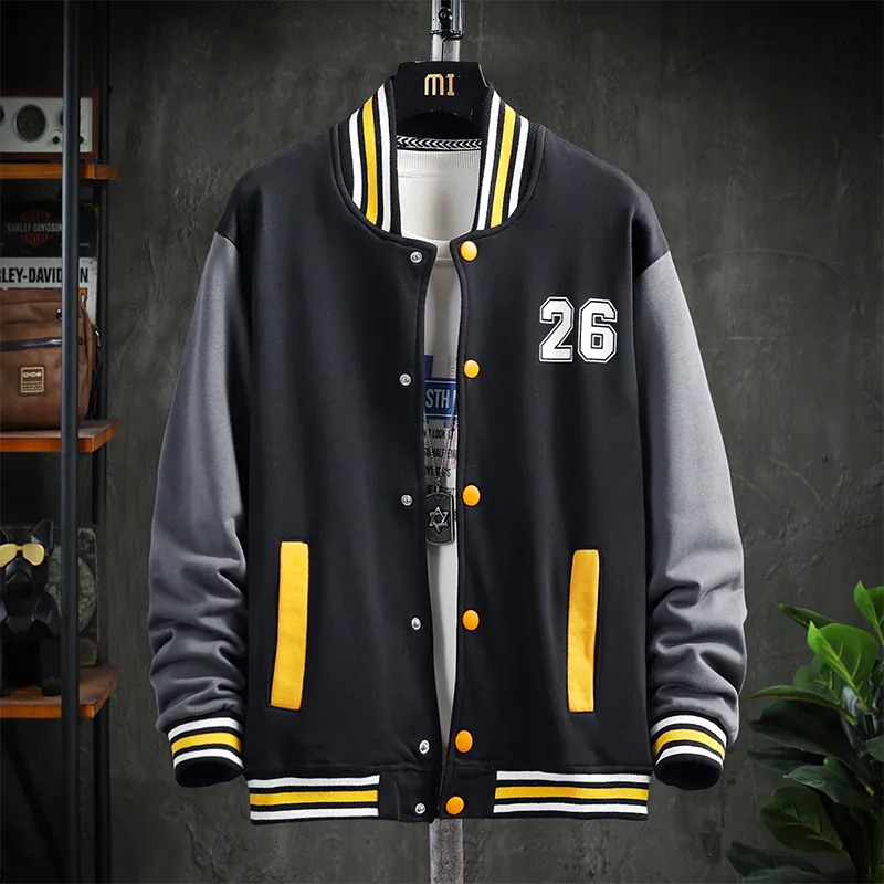 Giacche da uomo hip hop streetwear giacca da baseball cappotto ricamo osso collo alto bomber giapponese college 221124