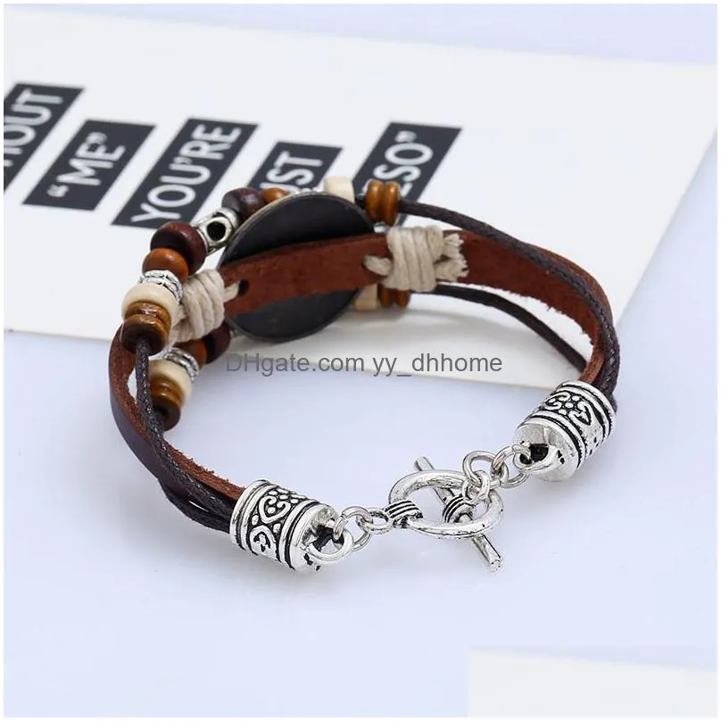 Charm Bracelets Zodiac Bracelet 12 Constellation Bracelets Horoscope Punk Leather Snap Button For Women Men Drop Delivery Jewelry Dh29T