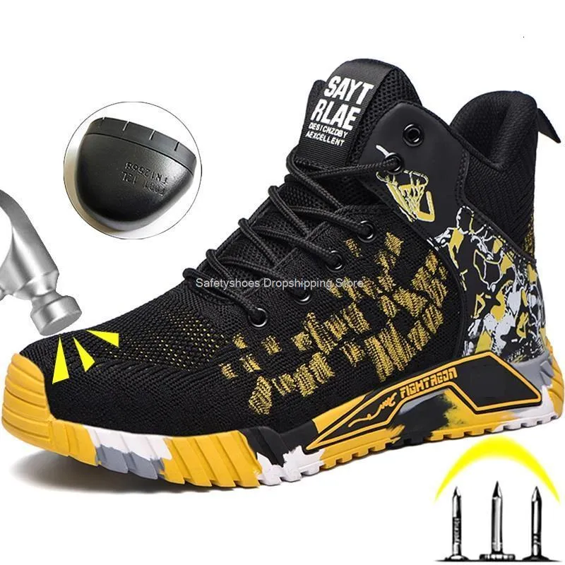 Mens Breathable Steel Toe Safety Boots Work Sneakers With Puncture Proof Mesh Rubber High Top 2024 From Factory Youngstore05 Bulk 25.59 DHgate.Com