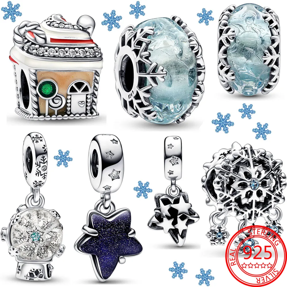 I nuovi popolari gocce di ghiaccio e neve invernale in argento sterling 925 sono adatti per i regali di Natale dei gioielli con braccialetti Pandora