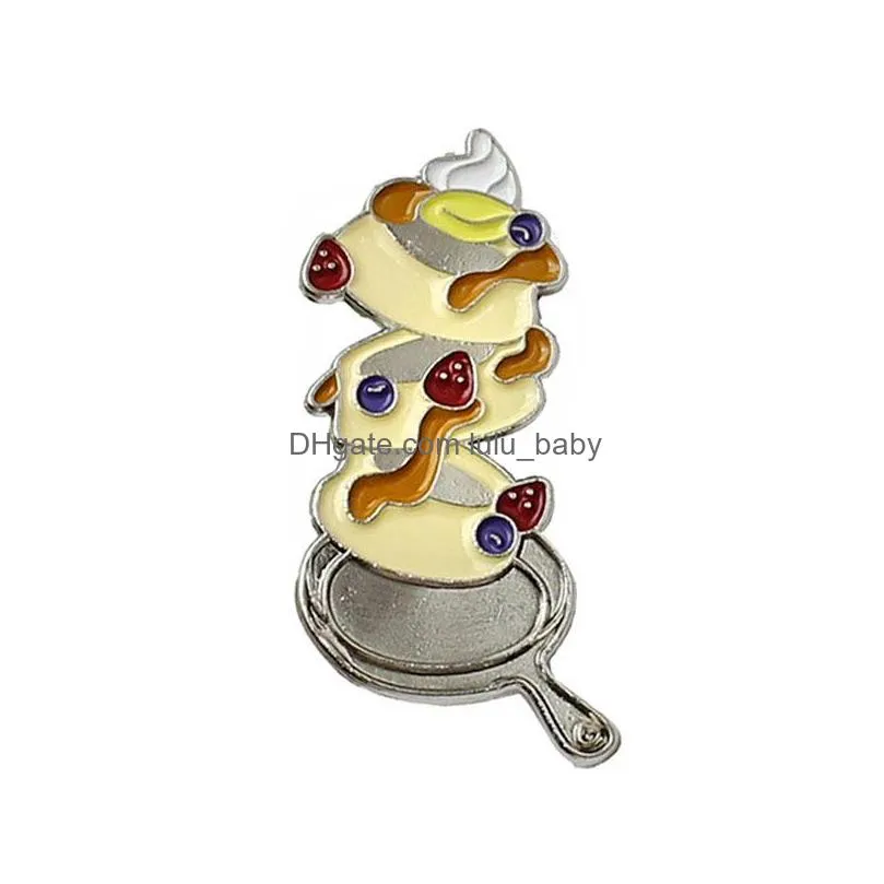 Pins broches cartoon delicatesse pins 4pcs/set gelaagde hamburger gyoza ramen cake broches voor vrouwen email pin sieraden metalen badges den dhawg