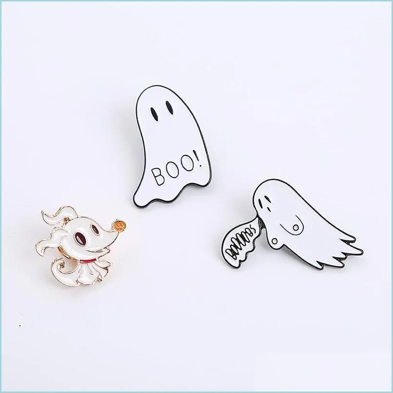 Pins Broschen Niedliche Boo Ghost Emaille Pin Brosche Cartoon Frauen Männer Denim Jacken Anstecknadeln Rucksack Abzeichen Kinder Mode Halle Dhgarden Dhnft