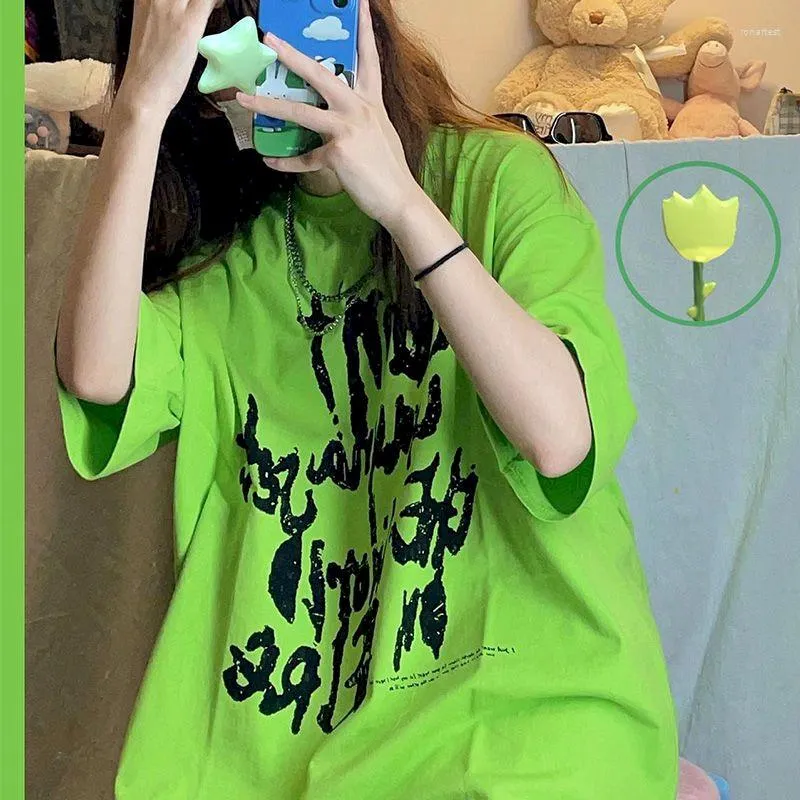 メンズTシャツ2022特大のフォントプリントTシャツカップルカジュアルストリートティーメンズ女性韓国ヒップホップレターオールマッチハーフスリーブトップ