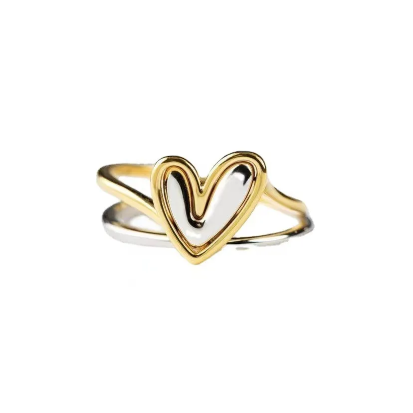 Vrouwende Sterling Silver Heart Lagen Ring Set Inspirerende sieraden Geschenken Verjaardag Kerst Valentines Geschenken voor vrouwen