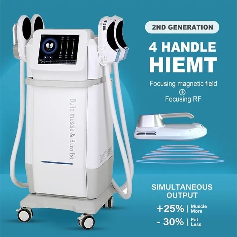 4 Griffe 5000W 200 Hz EMS Körperschleiftmaschine EMSLIM Elektromagnetische RF -Muskeltraining Skulptum Instrument Hiemt Form Gewichtsverlust Fettreduktion Massage Gerät