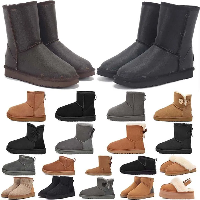 Stivali da neve invernali Nero Grigio Marrone Fashion Classic Stivaletti da ragazza alla caviglia Scarpe uggitys