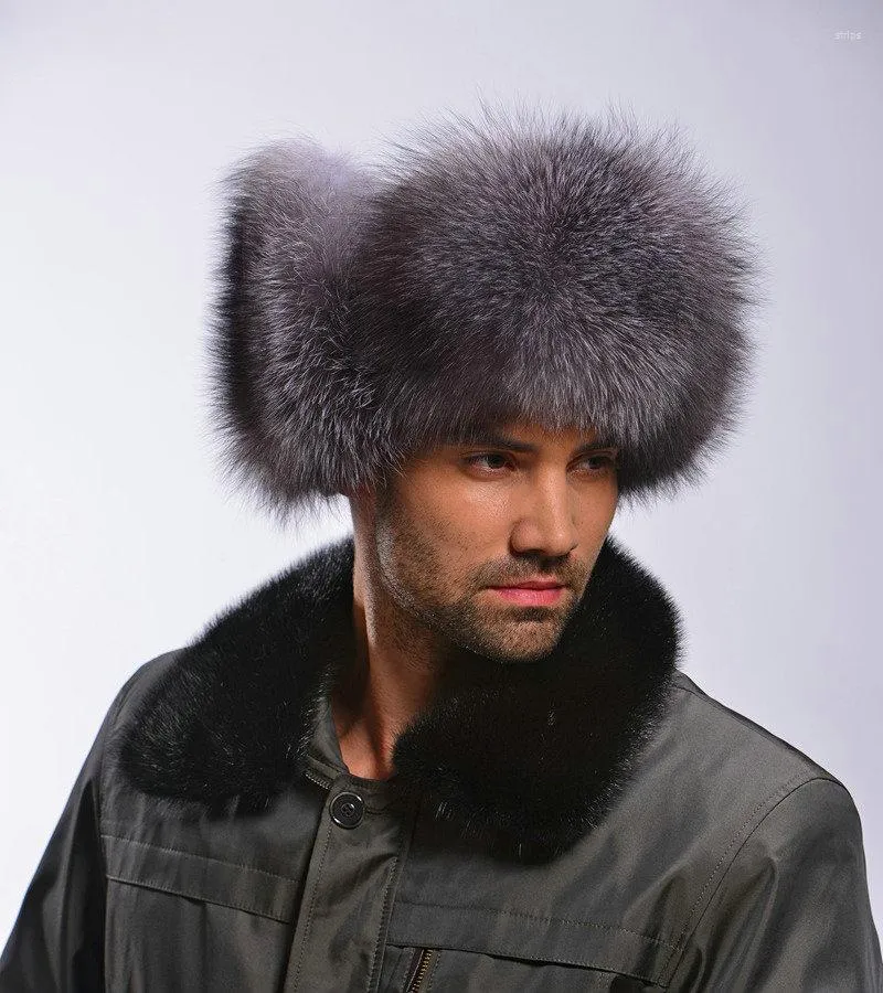 Beretten hoogwaardige luxe bont hoed heren warme pet oorbeveiliging winter lente reiss ski