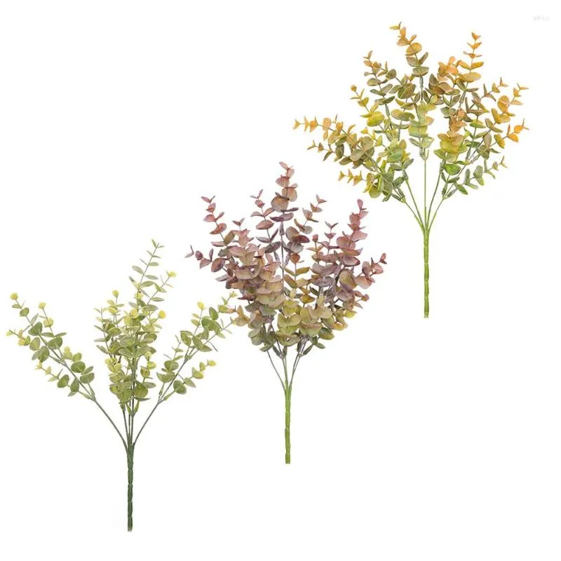 Decoratieve bloemen 24cm simulatie eucalyptus gras kunstmatige planten plastic varen groen laat nepbloemplant bruiloft tafeltafel decor