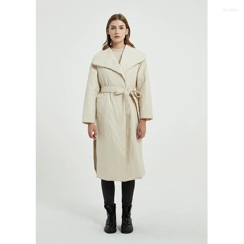 Vêtements pour femmes en duvet pour femmes -Veste colorée ceinture longue coupe-vent épaissir manteau chaud hiver mode cardigan canard vêtements d'extérieur hauts