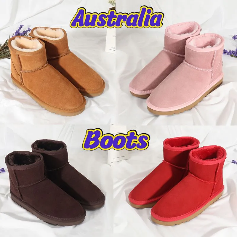 Snow Boots Australia Women Women Shoes Mini II Boot Chestnut Black Bordeaux Gray Fuchsia Sheepskin Sheerling Winter Comfort Womens Designer Booties
