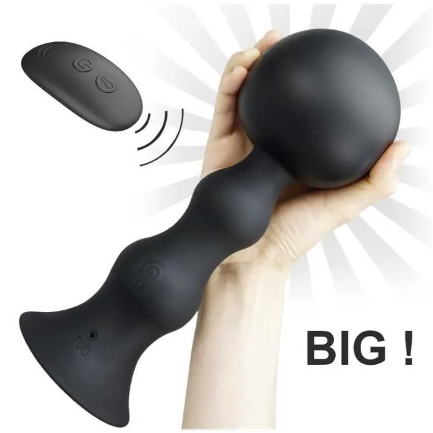 Sex Toy Massager 83mm Huge Inflatable Anal Expansion Beads Vibrating Butt Plug Toys Wireless Remote Control Male Prostate Massager Vibrator