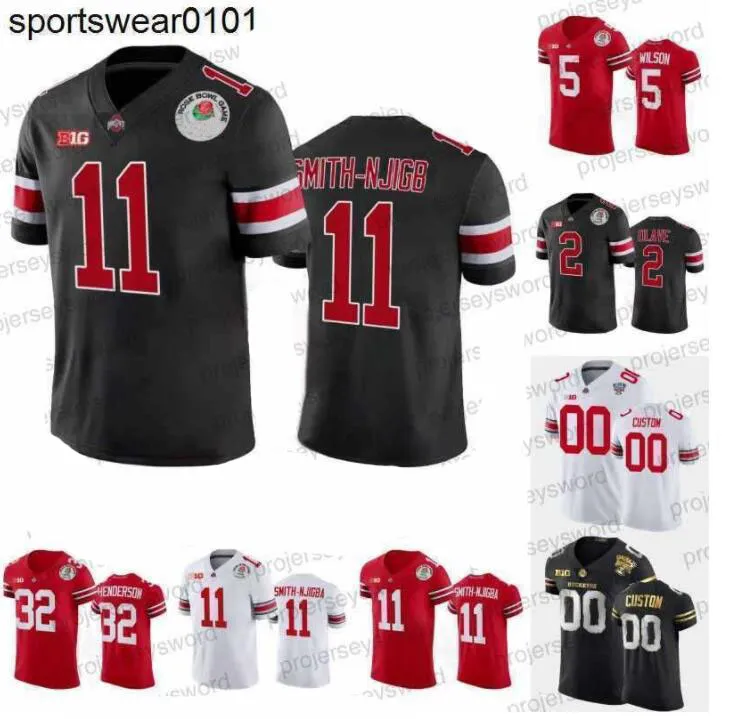 Fotbollströjor 11 Jaxon Smith-Njigba Ohio State Buckeyes 2022 Rose Bowl-tröja Chris Olave Garrett Wilson C J Stroud TreVeyon Henderson