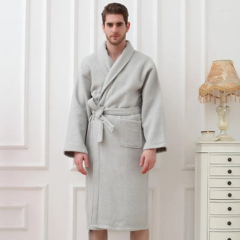 Heren slaapkleding dikke katoenen heren badjassen lange zachte warme heren woningmedewerker mannelijke mantel lounges pyjama's witte winter herfst