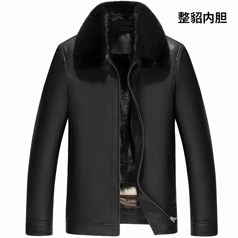 Genuine leather coat real mink fur inner jacket mens winter jackets waterproof windbreakers plus size male clothing L-XXXXL