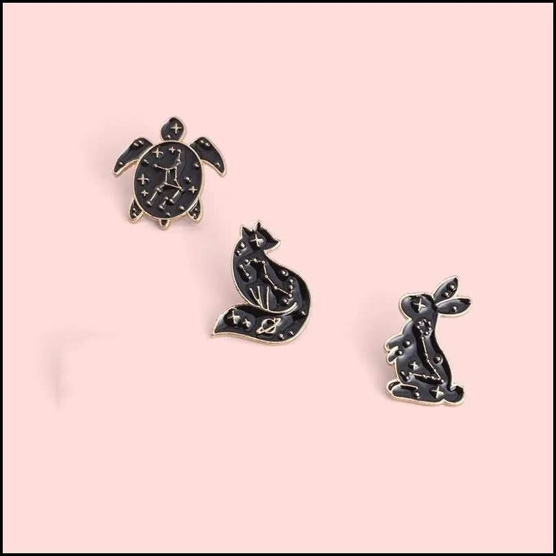 brooches punk style animal black color turtle rabbit enamel brooch pin for women fashion dress coat shirt demin metal funny brooch pins badges promotion gift 1458