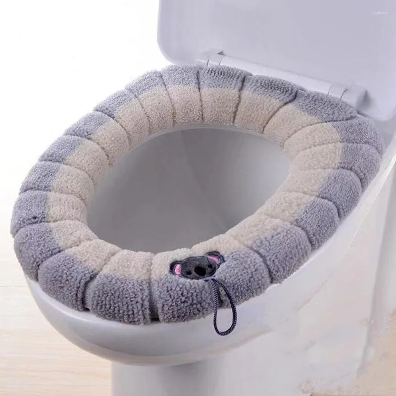 Toalettstol täcker 2st badrum täcker polyester mjuk varmare tvättbar matplatta fodral lock tillbehör