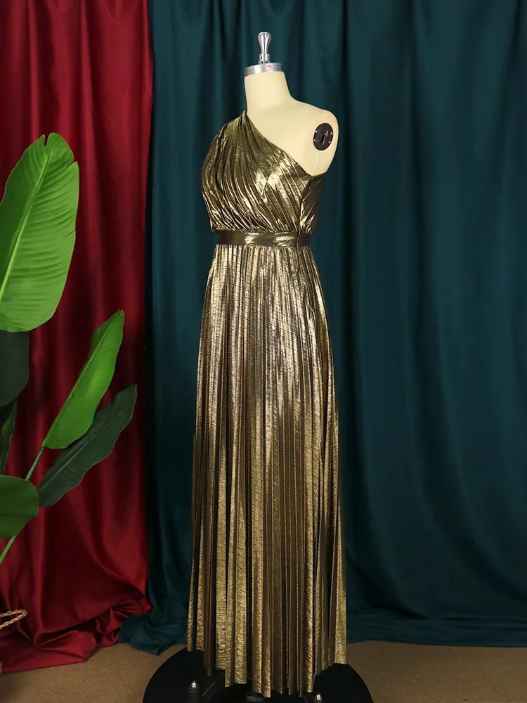 gold pleated dress