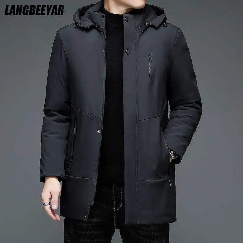 Mens Down Parkas Top Quality Warm Thick Winter Brand Casual Fashion Parka Jacket Classic Hooded Windbreaker Outerwear Coats Men Clothes 221129