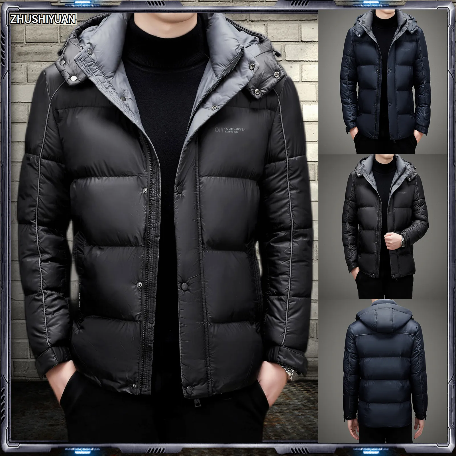 Mens Down Parkas Chaqueta de invierno Hombres Moda con capucha Espesar Abrigo cálido Chaquetas Vestes Manteaux Ceketler Doudoune Homme Jaquetas Ropa Hombre 221129