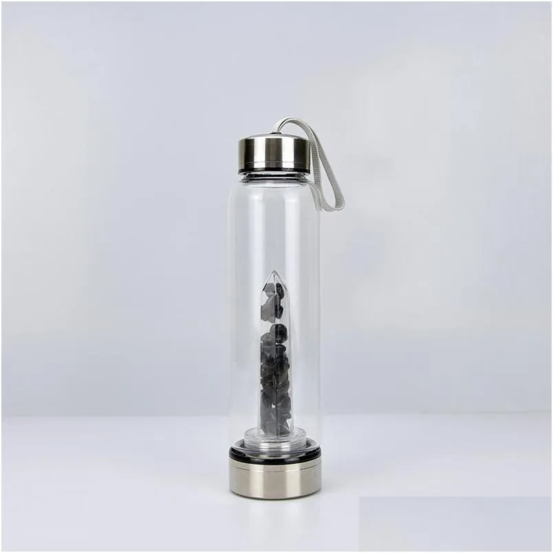 Vattenflaskor Natural Quartz Gem Glass Water Bottle Direct Drinking Crystal Cup 8 Styles 2045 V2 Drop Delivery Home Garden Kitchen D DHH9N