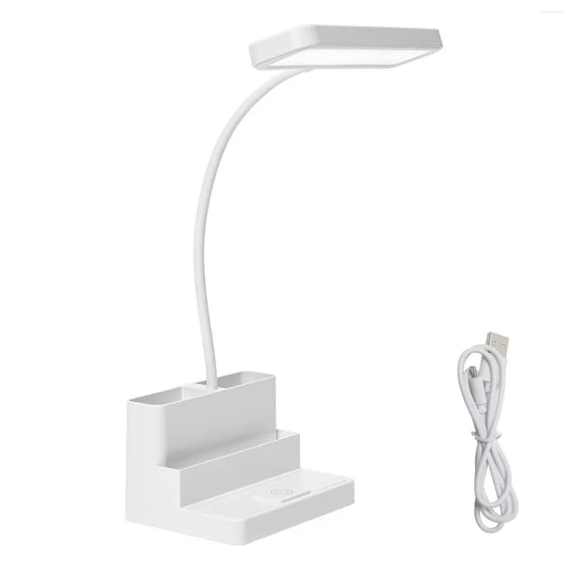 Table Lamps Multifunctional Touch Control LED Desk Lamp Eye Caring Wide Illumination With Pen Holder USB Rechargeable Study Phone Stand