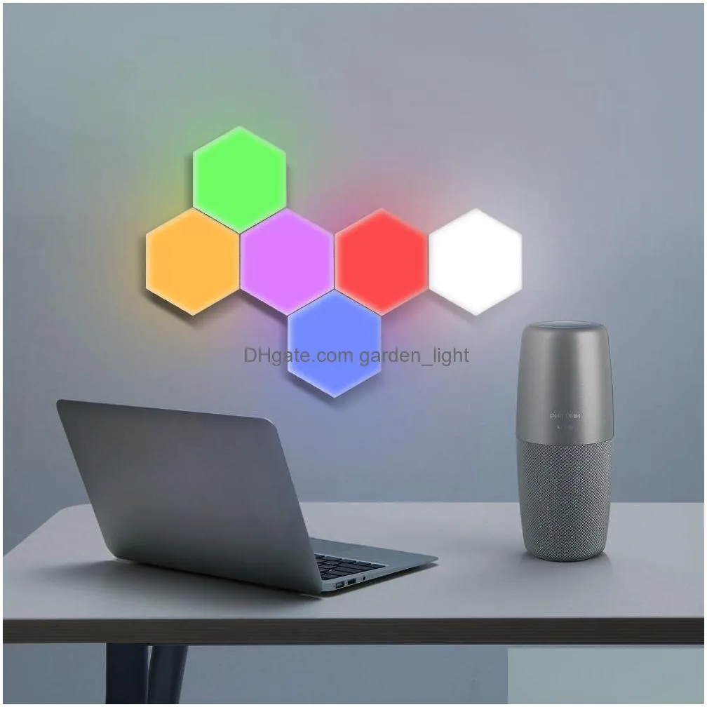 V￤gglampor Colorf Quantum LED Hexagonal Modar Touch Sensitive Night Light Magnetic Hexagons Creative Decoration Lamp DHQPS