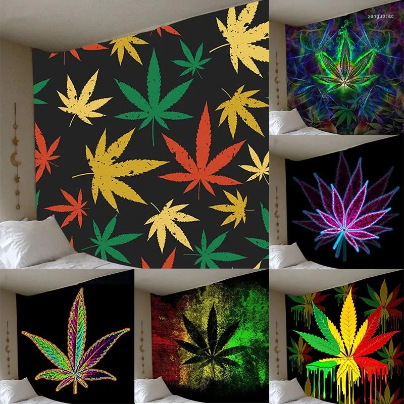 Tapestries Boho Decor Home Trippy Leaf Tapestry Hippie Murale Chambre Room Wall