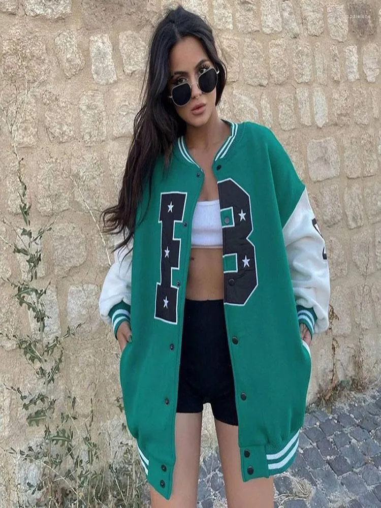 Jackets femininos y2k streetwear outono vintage beisebol estilos de grandes dimensões de grandes dimensões de casacos soltos mulheres bombardeiro de moda