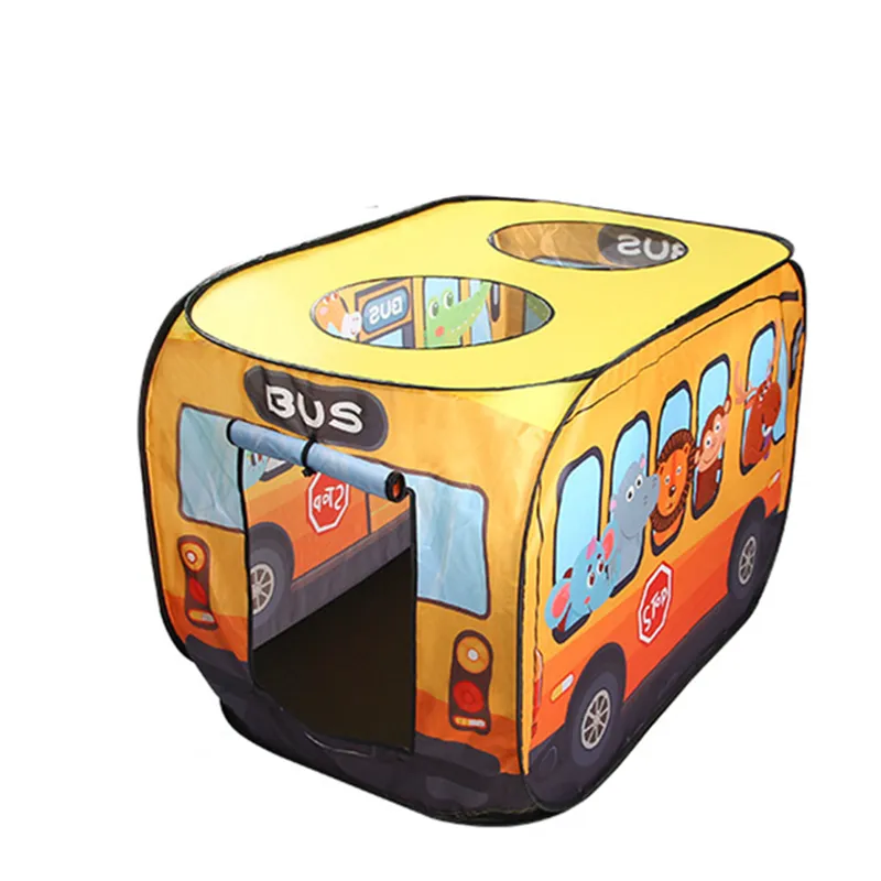 Cartoon Bus Indoor Tents 29.5x28.3x44.9 inch Kinderen Outdoor Playhouse 75x72x114cm Automatisch Play Tent Waterdichte doek Kindermeubilair door Air A12