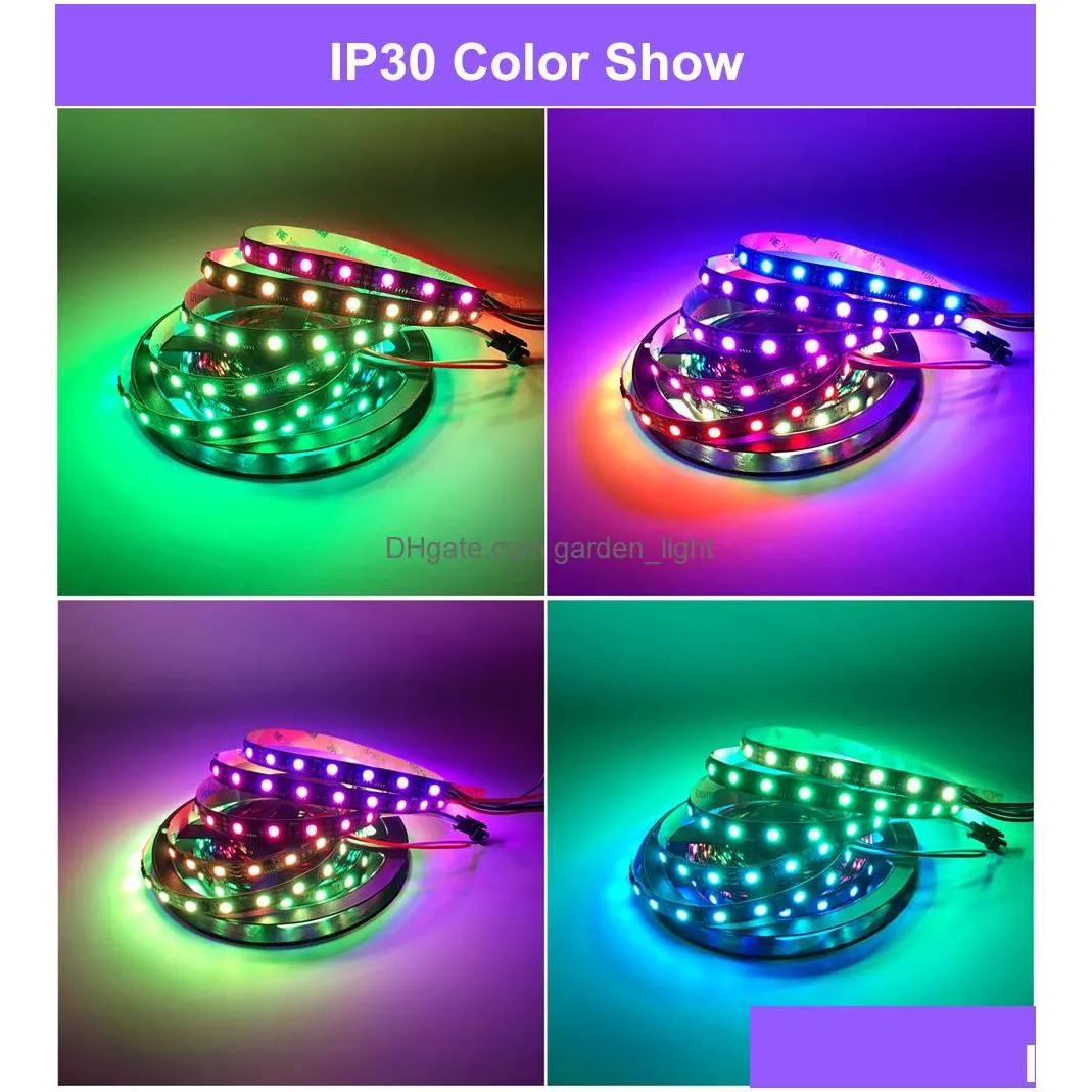 Led Strips 2811 Strip Light 5M 30/60Leds/M Pixel Programmable Individual Addressable Led Ws2811 5050 Rgb 12V Black Tape Drop Deliver Dh5T7