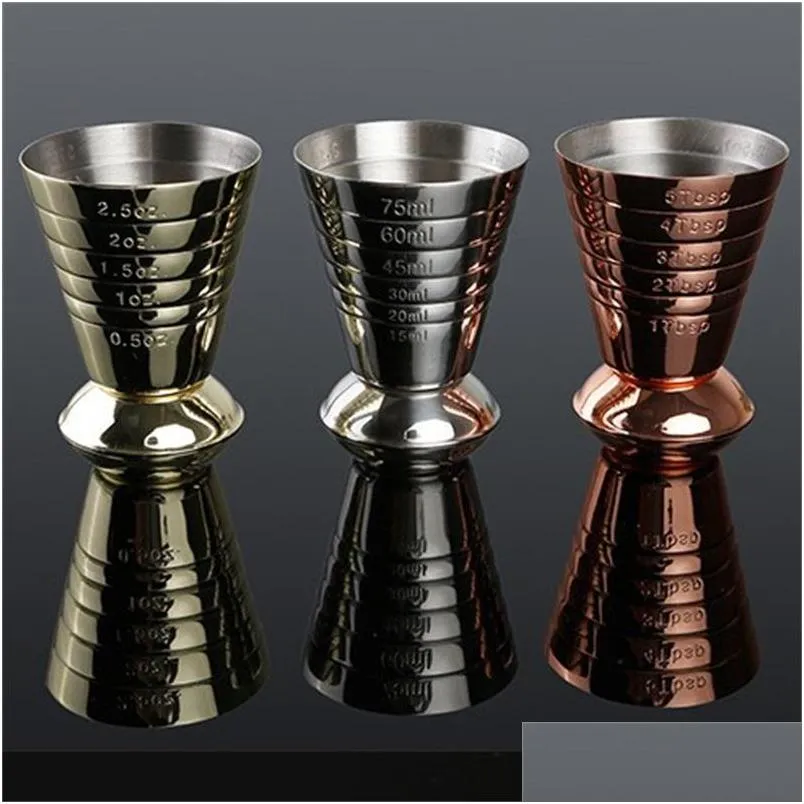 Bar Tools 304 Magic Measure Cup Tools With 3 Kinds Of Graduated Glass Stainless Steel Ounces Measuring Bottle Bar Creative Wine Scal Dhakq