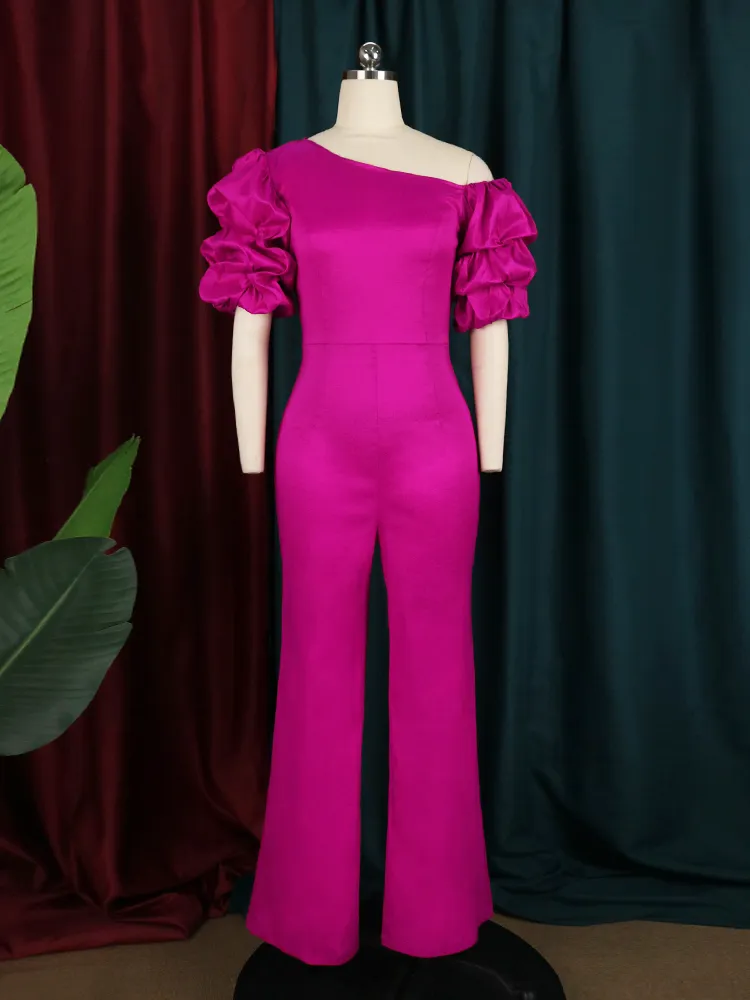 Elegant Fuchsia Dressy Jumpsuits With Sleeves For Women Shiny Puff Sleeves,  Wide Leg, Perfect For Parties, Evenings, And Celebrities Style 221128 From  Kong04, $30.6