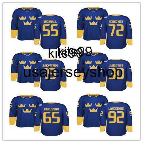 Jersey de hockey Suecia 2016 Copa Mundial de camisetas de WCH 19 Backstrom 34 Carl Soderberg 92 Gabriel Landeskog 65 Erik Karlsson 20 Steen 30 Lundqvist