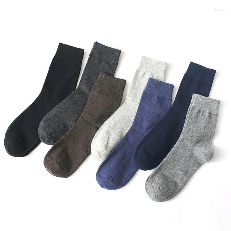 Men's Socks Autumn Winter Tube Business Cotton Solid Color Breathable Deodorant Warm Soft Elastic Outdoor 1367