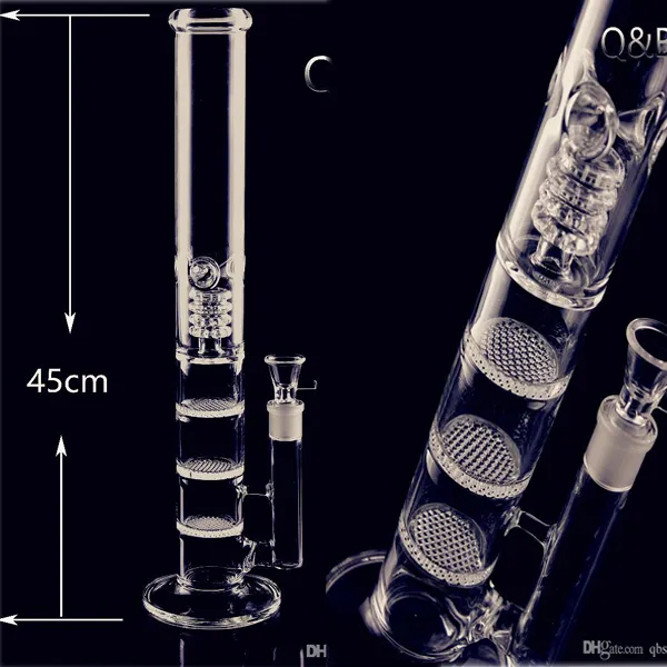 17,3 pouces narguilés percolateur bangs en verre tuyau de fumée eau en verre épais bong barboteur capiteux Dab Rig avec joint de 18 mm