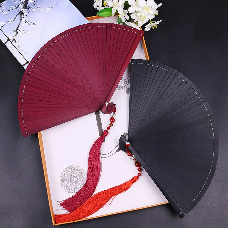 Objetos decorativos figuras fã de bambu fã de fã de verão chinês fã clássico de 18cm de 18cm hanfu fã de fãs de mão de mão portátil 221129